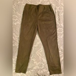 Olive Green Microsuede Pull on Pants. Size 10/12.